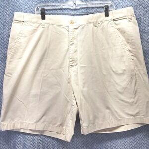 Croft & Barrow Mens 42 Chino Shorts Stone Beige Flat Front Cotton Blend Casual